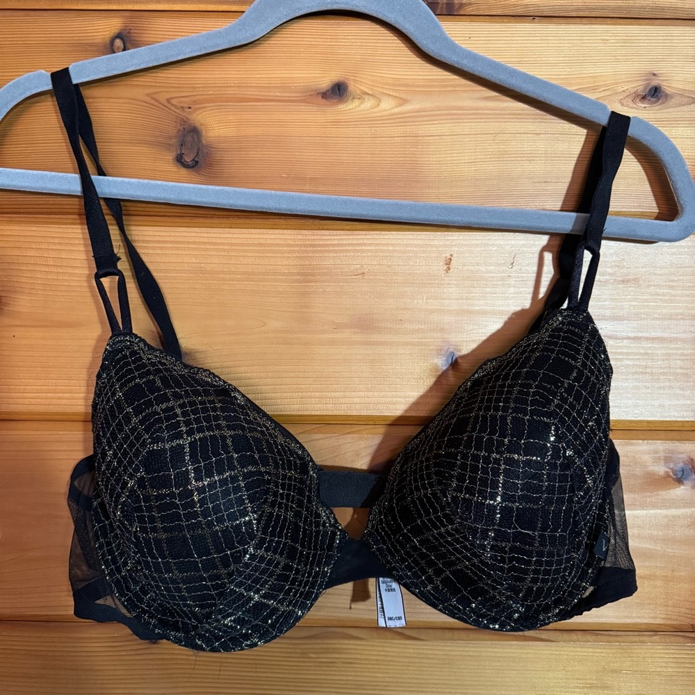 Victoria's Secret Black Underwire Convertible Lined Demi Bra in size 38C